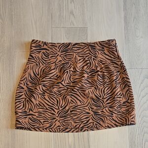 Zara Brown and Black Zebra-Print Mini Skirt
